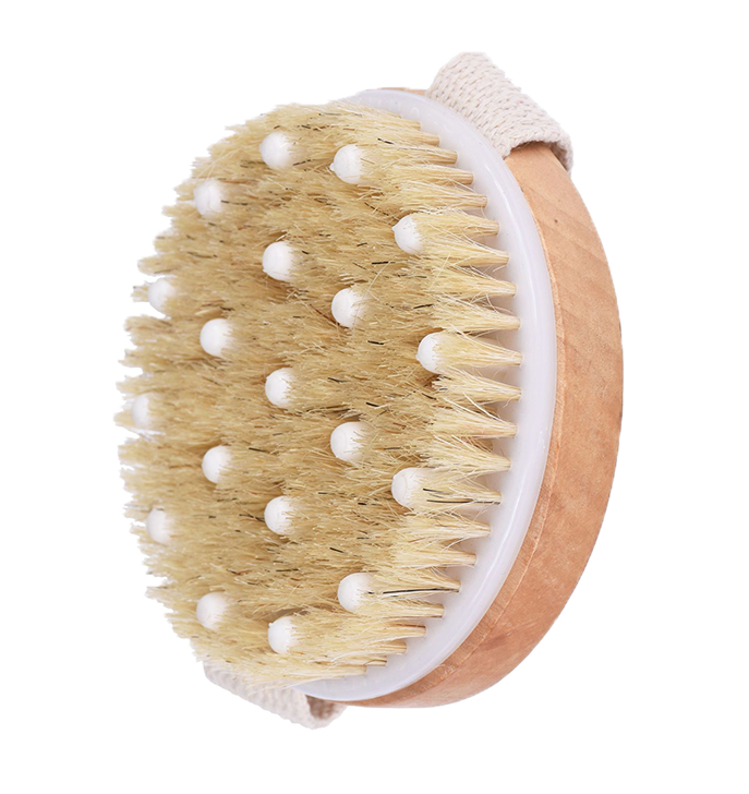 Wholesale Natural Round Shape Boar Bristle Body Brush Exfoliating Wood Bath Brush Made of Bamboo for Shower Massage