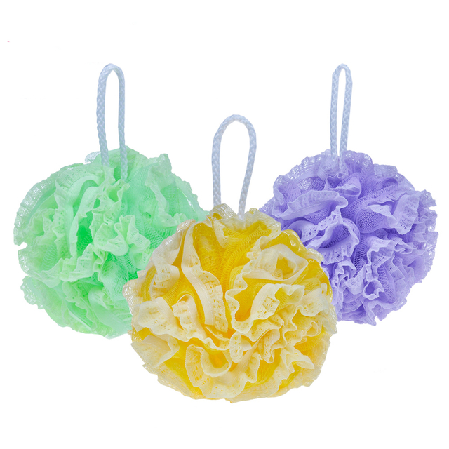 75g Large Body Scrub Exfoliating Shower Sponge Loofahs XL Bath Poof with Mesh Wash Puff Ball Type Bathing Loofas