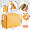Custom Logo Waterproof Wash Bag Small Pu Vegan Leather Cosmetic Pouch Travel Storage Makeup Bag Leather Makeup Bag