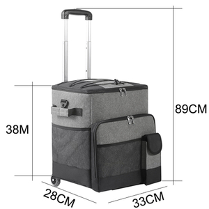 Large Capacity Portable Leakproof Picnic Camping Waterproof Insulated Collapsible Ice Trolley Rolling Cooler Bag With Wheels