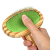 Professional Anti-Static Stainless Steel Pet Comb with Wood Handle Fashion Style Body Brush for Shedding Control