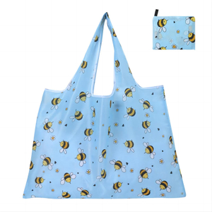 Fashion Printing Foldable Eco-Friendly Shopping Bag Tote Folding Pouch Handbags Convenient Large-capacity for Travel Grocery Bag