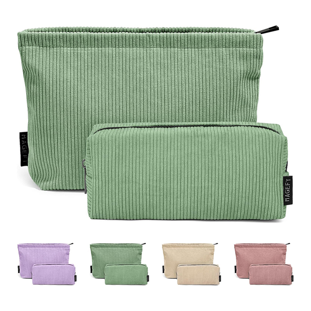 Hot Sale Fashion Large Capacity Zipper Custom Travel Corduroy Makeup Cosmetic Bag