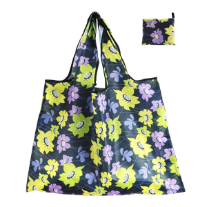 Eco Friendly Reusable Waterproof Polyester Heavy Duty Folding Shopping Bag Foldable Grocery Tote Bag With Custom Printed Logo