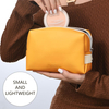 Custom Logo Waterproof Wash Bag Small Pu Vegan Leather Cosmetic Pouch Travel Storage Makeup Bag Leather Makeup Bag