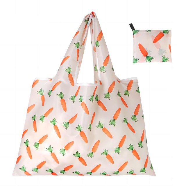 Heavy Duty Expandable Folding Tote Reusable 190t/210D Polyester Large Foldable Grocery Shopping Bag