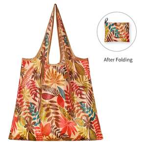 Custom Printing Logo Ripstop Machine Washable 190T Polyester Grocery Folding Tote Bag Reusable Rpet Foldable Shopping Bag