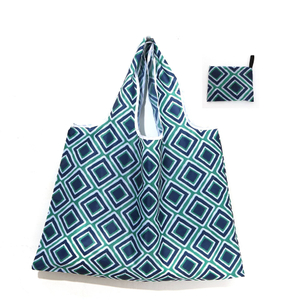 ECO-Friendly Large Capacity Easy Carry Polyester Folding Reusable 190t Polyester Foldable Grocery Shopping Bag For Supermarket