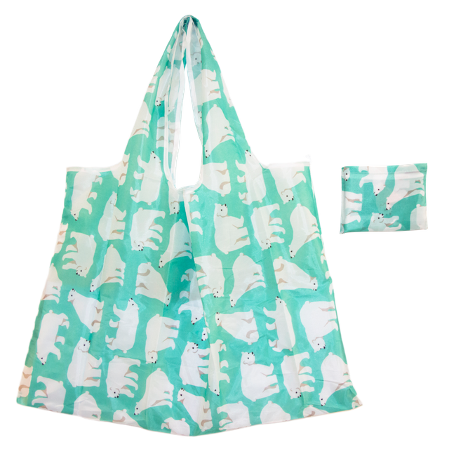 Newest fashion fold able shopping bag Portable Custom Logo Printed Nylon Shopping Bag Reusable Fold able Shopping Bag