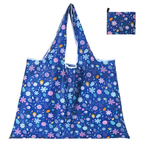 Promotional Light Weight Expandable Folding Nylon Tote Large Reusable RPET Polyester Foldable Grocery Shopping Bag