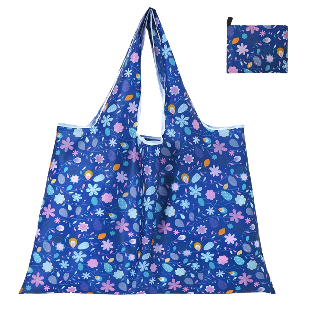 Promotional Light Weight Expandable Folding Nylon Tote Large Reusable RPET Polyester Foldable Grocery Shopping Bag