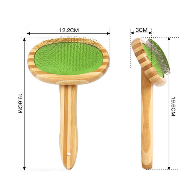Professional Anti-Static Stainless Steel Pet Comb with Wood Handle Fashion Style Body Brush for Shedding Control