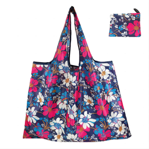 Custom Made Fashion Design Eco Ripstop Grocery Carry Packaging Foldable Recycle Reusable Nylon Fabric Shopping Bag With Logo