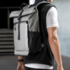 High Quality In Stock Custom Waterproof PU Leather Roll Top Backpack Business Travel Computer Backpack For Men
