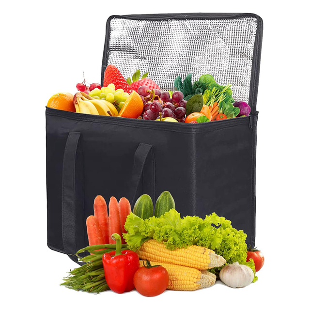 Reusable Thermal Insulated Cooler Bag Grocery Cool Carry Non Woven Lunch Cooler Bag for Food