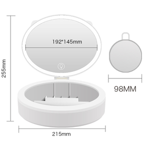 USB Rechargeable LED Cosmetology Mirror Creative Desktop Vanity Lamp for Makeup Commercial Jewelry Storage Foldable Portable