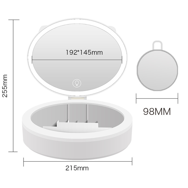 USB Rechargeable LED Cosmetology Mirror Creative Desktop Vanity Lamp for Makeup Commercial Jewelry Storage Foldable Portable