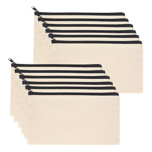 2024 Blank Plain Cotton Canvas Cosmetic Bag Customized Travel Cotton Canvas Makeup Bag For Women