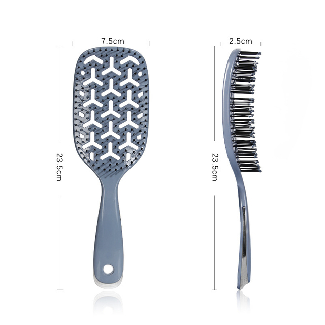 Professional Women's Flexible Curved Hollow Vented Waterproof Hair Massage Comb for Home Hair Styling ABS Handle